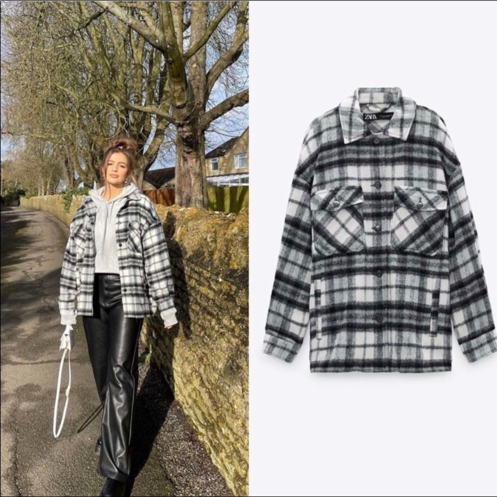 Zara black and white plaid over shirt